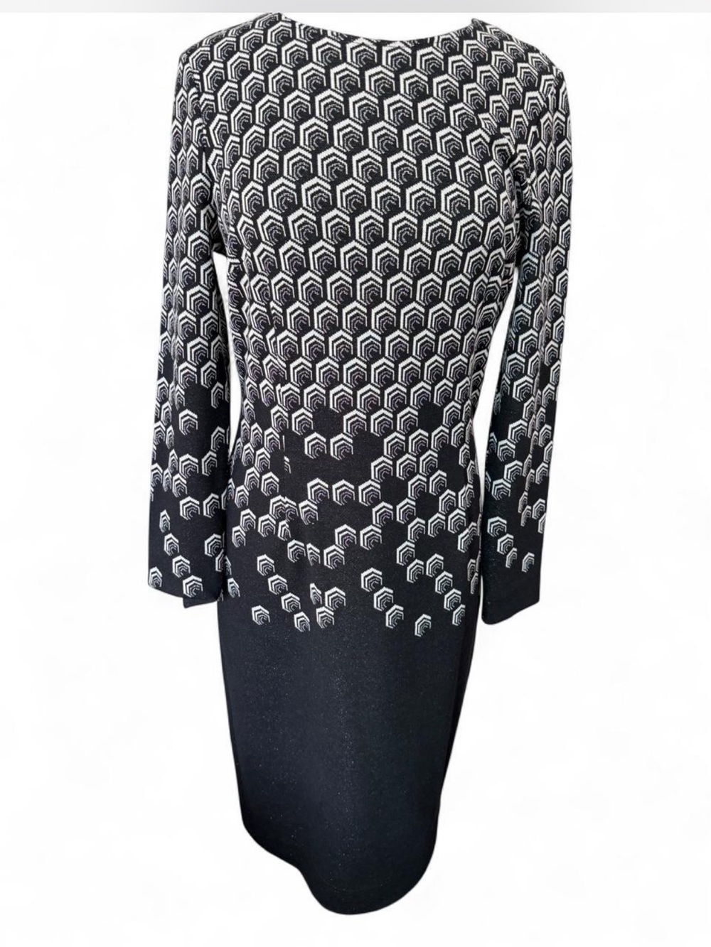Rickie Freeman Teri Jon Knit Sheath Subtle Metallic Mid dress Size 10